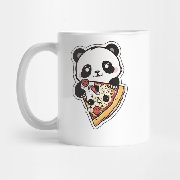 Cute Cartoon Panda Eating Pizza Funny Kawaii by kiddo200